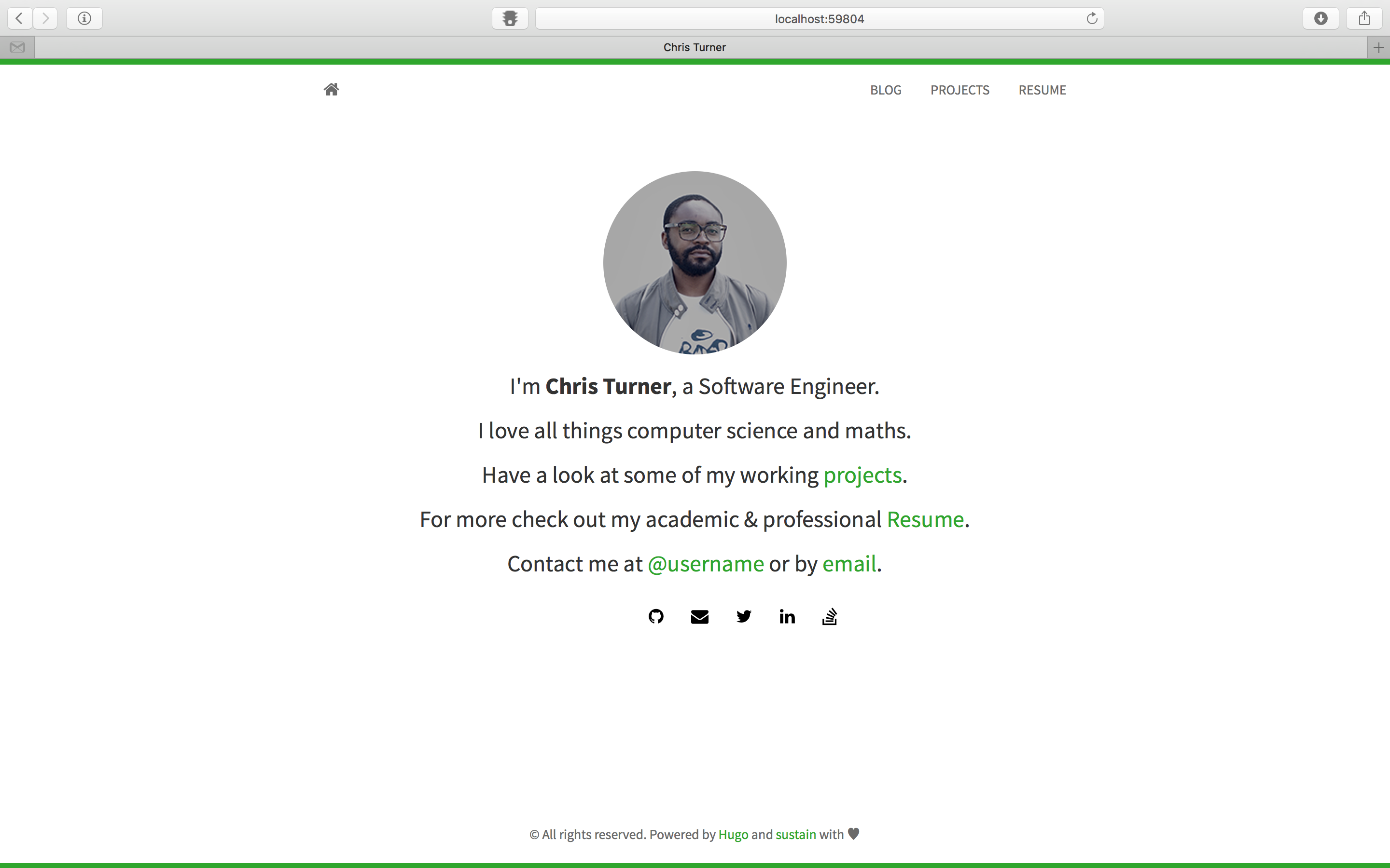 Hugo dengan menggunakan theme Sustain